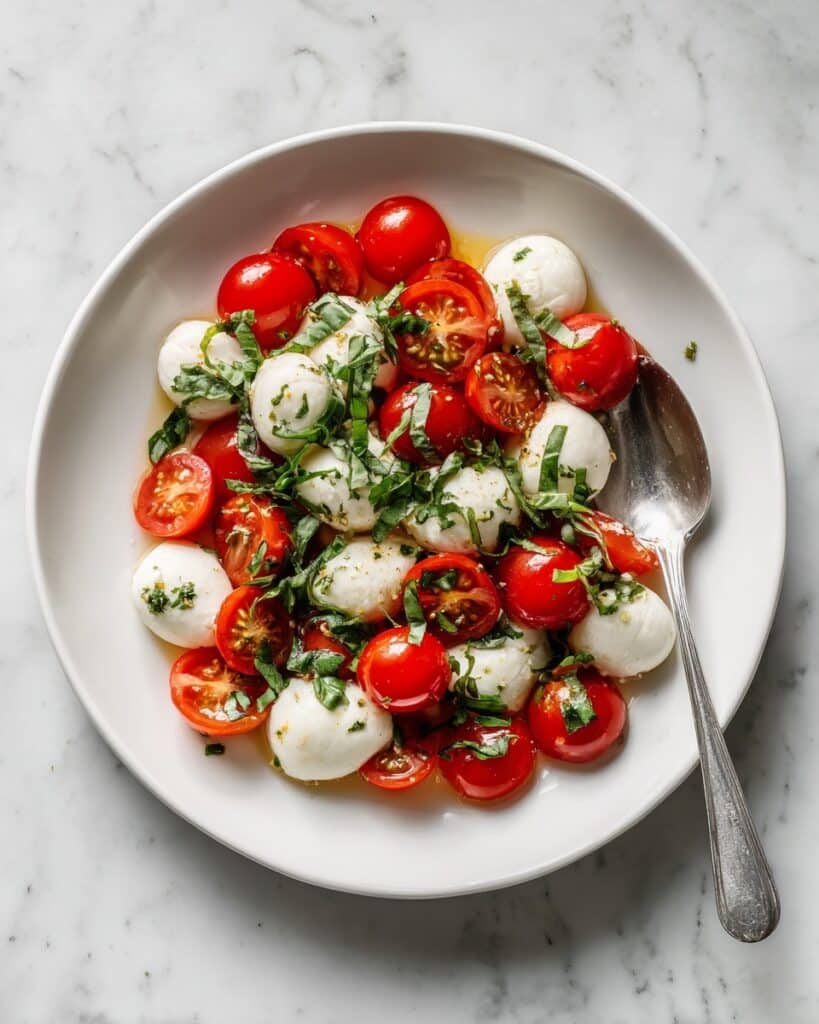 Marinated Mozzarella, Cherry Tomato, and Basil Salad Recipe