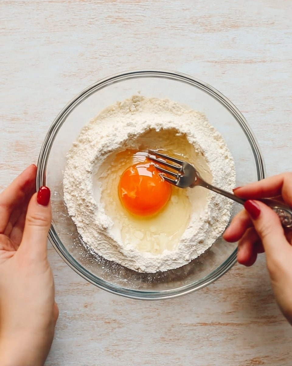 A woman's hand holds a small clear glass bowl filled with light orange smooth sauce, tilted to pour it into a larger clear glass bowl. Both bowls are set on a white marbled surface with a soft natural light shining from above. The sauce has a creamy texture with no lumps visible. Photo taken with an iphone --ar 4:5 --v 7