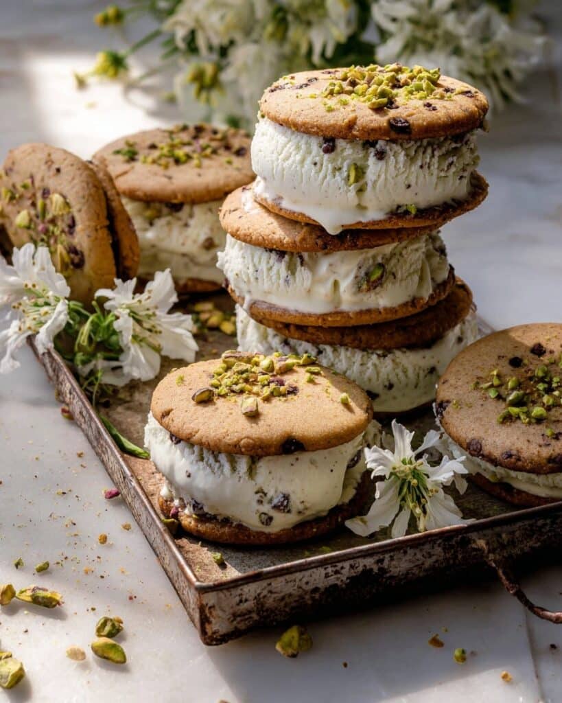 Pistachio Cookie Ice Cream Sandwiches Recipe