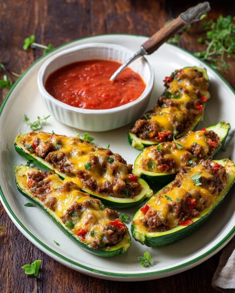 Zucchini Boats with Ground Beef and Vegetables Recipe
