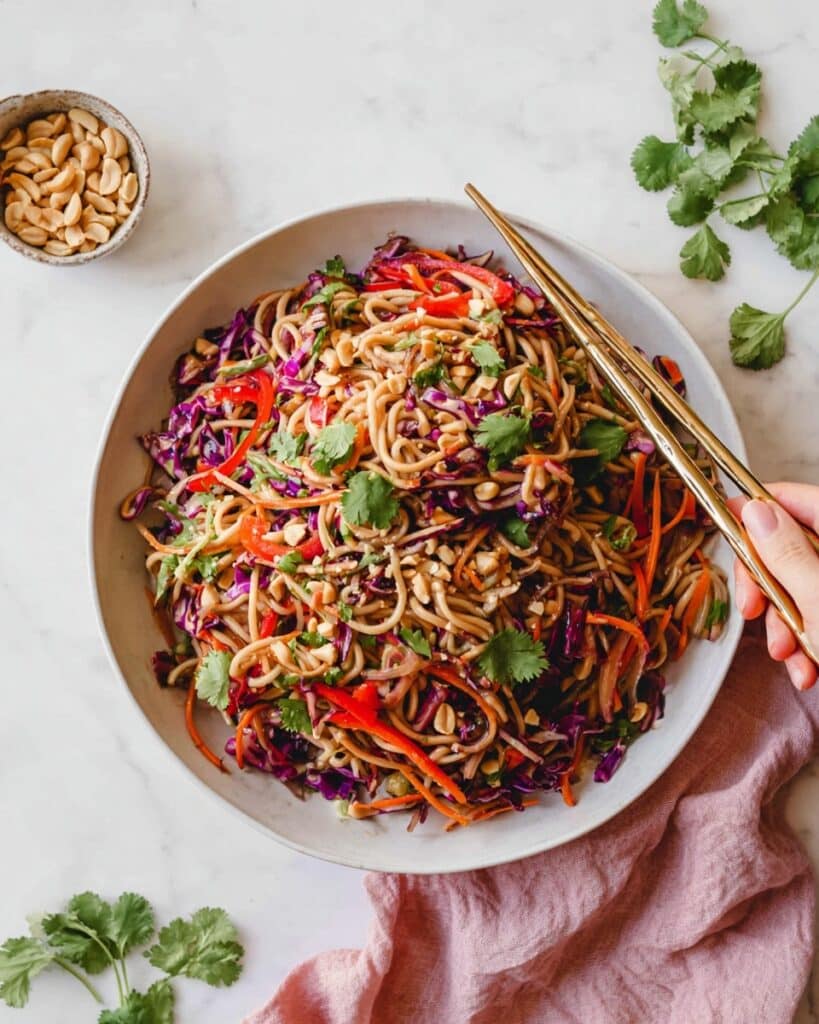 Asian Noodle Salad with Peanut Dressing Recipe
