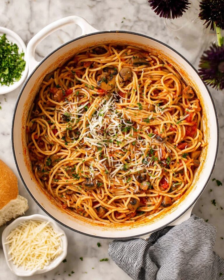 One Pot Chickpea Spaghetti with Vegetables and Chicken Recipe