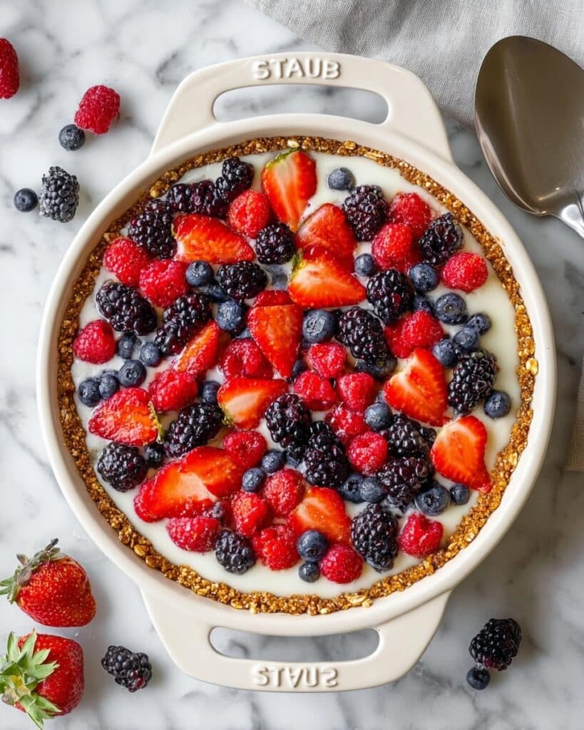 Yogurt Pie with Date-Nut Crust and Mixed Berries Recipe