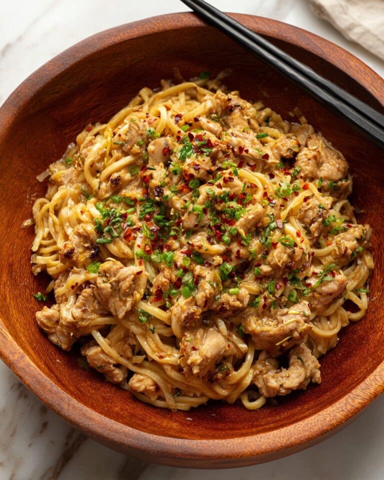 Spicy Peanut Vermicelli with Soy Curl “Chicken Recipe