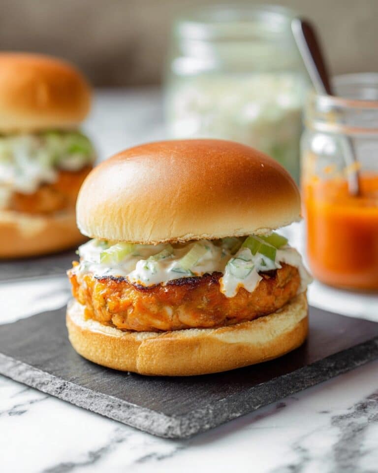 Carrot and Chicken Buffalo Burgers with Celery Slaw Recipe