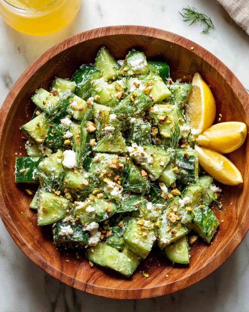 Smashed Cucumber Salad with Feta-Dill Dressing and Pistachios Recipe