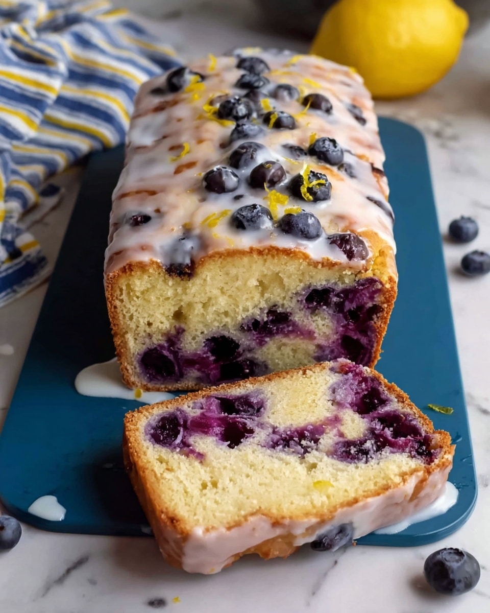 A single slice of blueberry cake is shown on a white plate with a textured surface. The cake has two main layers: a golden-brown crust on the outside and a moist, light yellow cake interior filled with whole dark purple blueberries throughout. Some blueberries appear juicy and glossy, slightly bursting into the soft cake. The bottom edge of the cake slice shows some white creamy filling oozing out subtly. The background is a white marbled texture with a blurred hint of another object and a woman's hand in the distance. Photo taken with an iphone --ar 4:5 --v 7