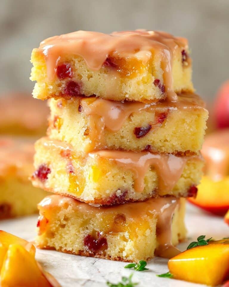 Peach Blondies with White Chocolate Chips and Peach Lemon Glaze Recipe
