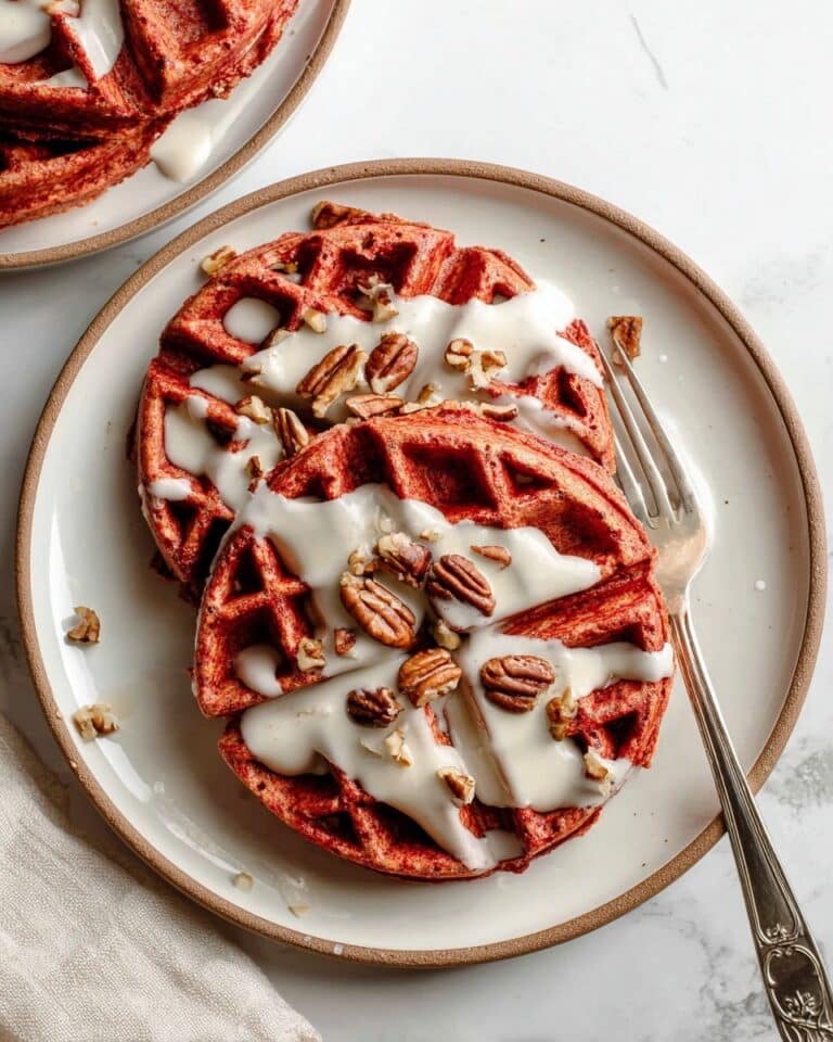 Sourdough Red Velvet Waffles with Cream Cheese Glaze Recipe
