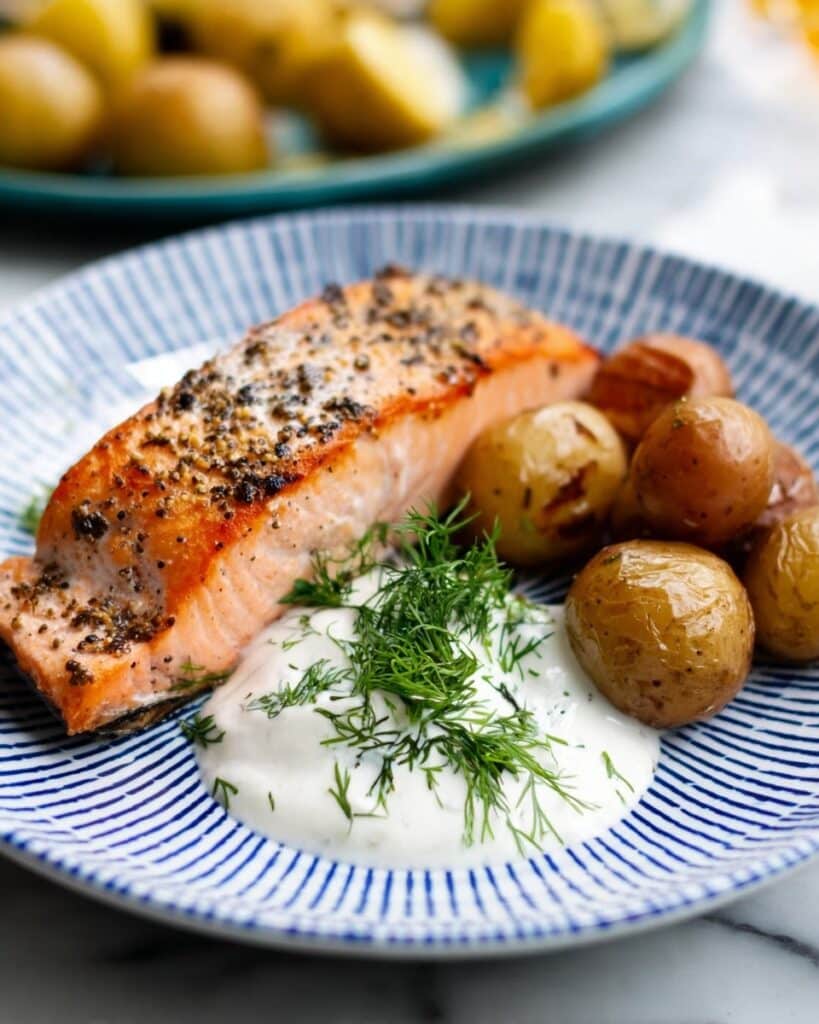 Grilled Salmon with Lemon Dill Sauce Recipe