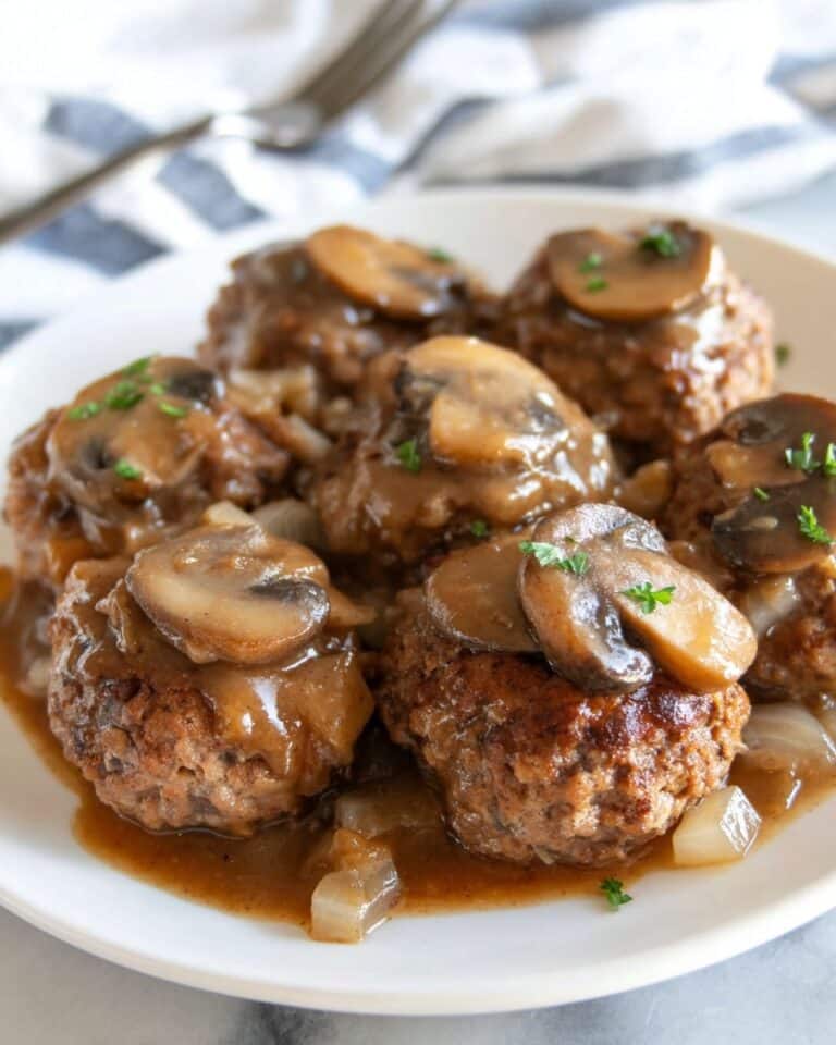 Mini Salisbury Steaks with Brown Mushroom Gravy in a Muffin Tin Recipe