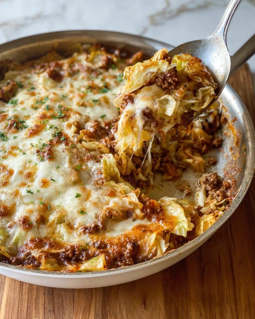 Cheesy Beef and Cabbage Skillet Recipe
