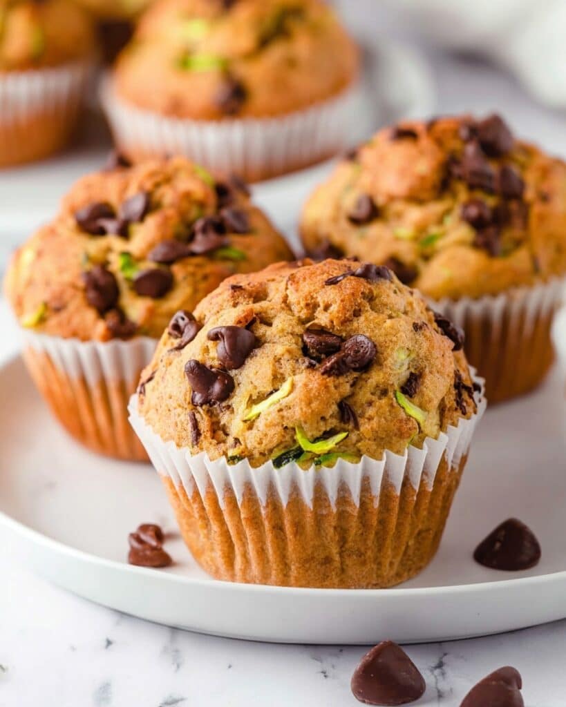 One Bowl Healthy Zucchini Chocolate Chip Muffins Recipe