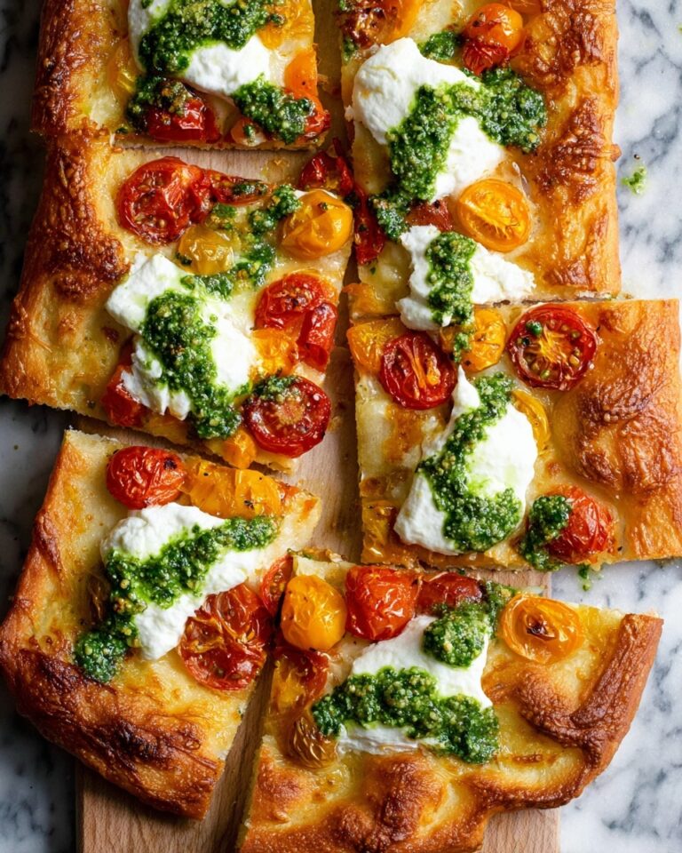 Tomato Focaccia with Pesto and Burrata Recipe