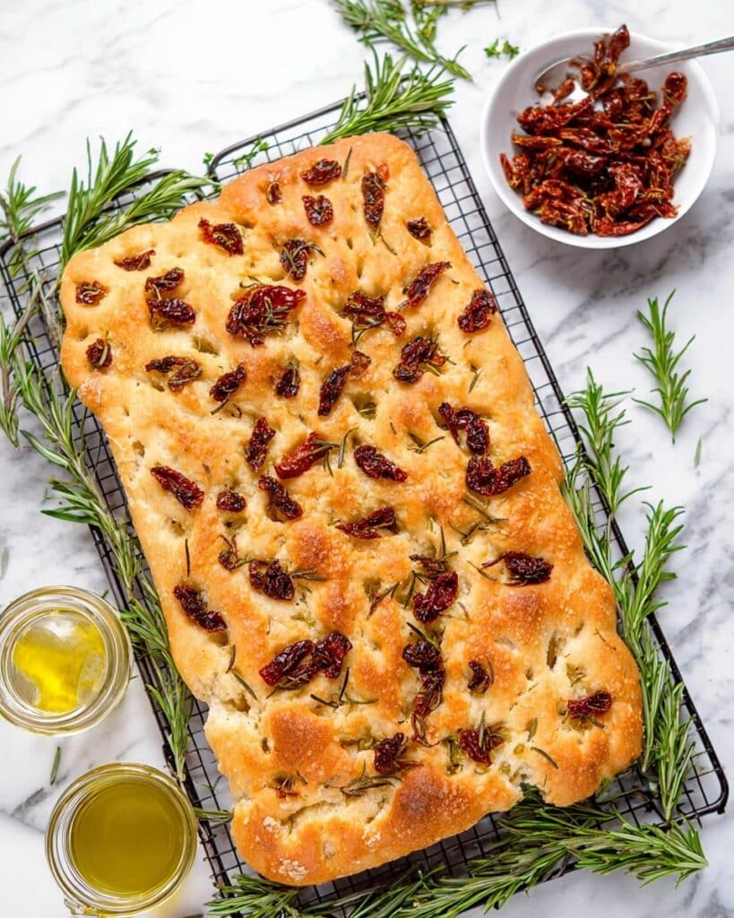 Focaccia Bread with Rosemary and Sun-Dried Tomatoes Recipe