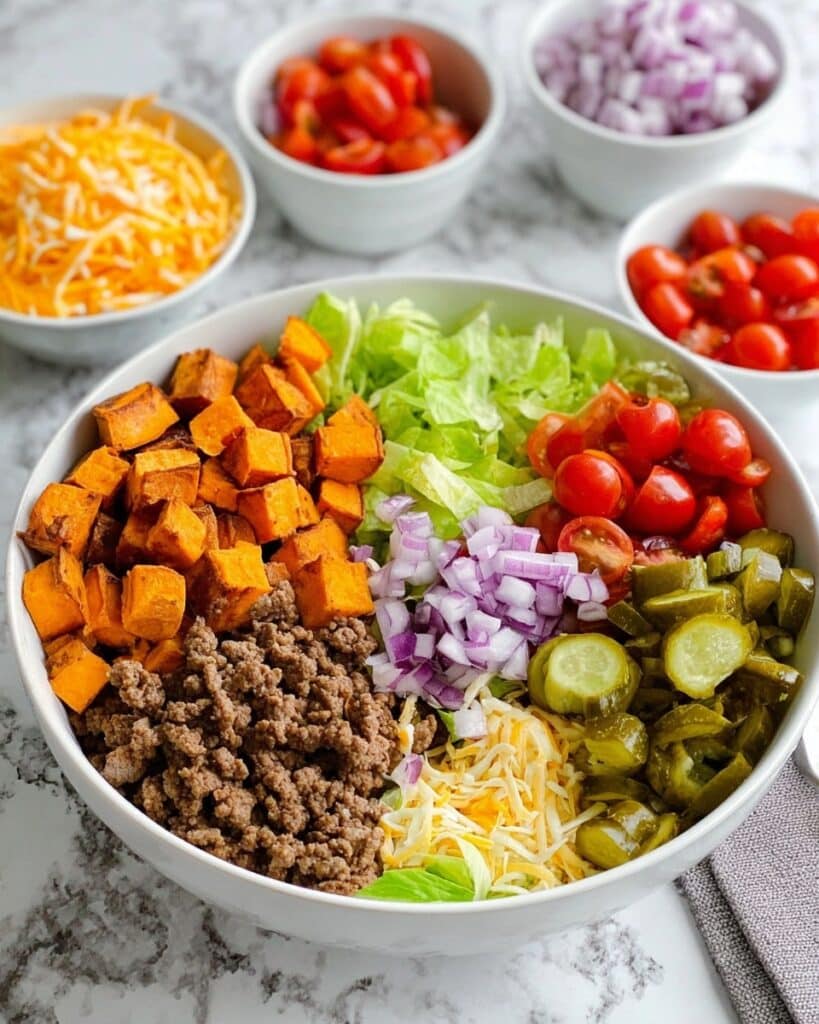 Ground Beef & Sweet Potato Burger Bowl Recipe